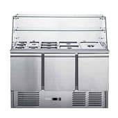 FED-X XS903GC Three Door Salad Prep Fridge – Glass Top Commercial Refrigerator Australia