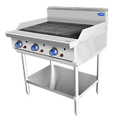 CookRite AT80G9C-F 900mm radiant char grill with stainless steel stand and undershelf, LPG/NG