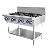 CookRite AT80G8B-F-NG 8 burner natural gas cooktop with heavy-duty stainless steel construction for commercial kitchens