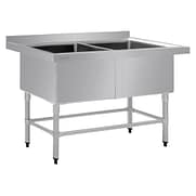 Vogue Double Deep Pot Sink (HC911) Vogue Double Deep Pot Sink 90mm Drain (HC911) with two deep bowls and a raised lip to prevent spills, ideal for commercial kitchens