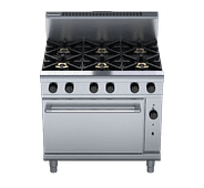 Waldorf RN8610GC 6 burner gas range with GN2/1 convection oven stainless steel body