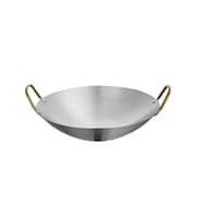 Kitchen Knock Golden-Eared 10-Inch Stainless Steel Shallow Wok - Display and Serving (408095)