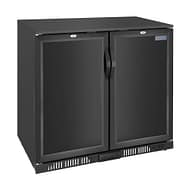 Polar GE998-A G-Series double solid hinged door back bar cooler, 198L, black steel, 850mm wide – front view, Australia