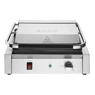 Apuro CU603-A bistro large contact grill with flat plates, 380mm, 2.2kW stainless steel – front view, Australia