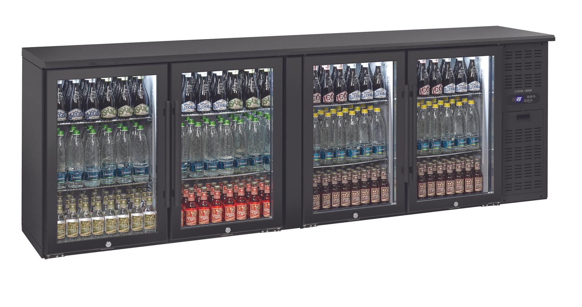 Anvil BBZ0400 Four Door Glass Backbar Fridge – 670L Black | Commercial - Image 2