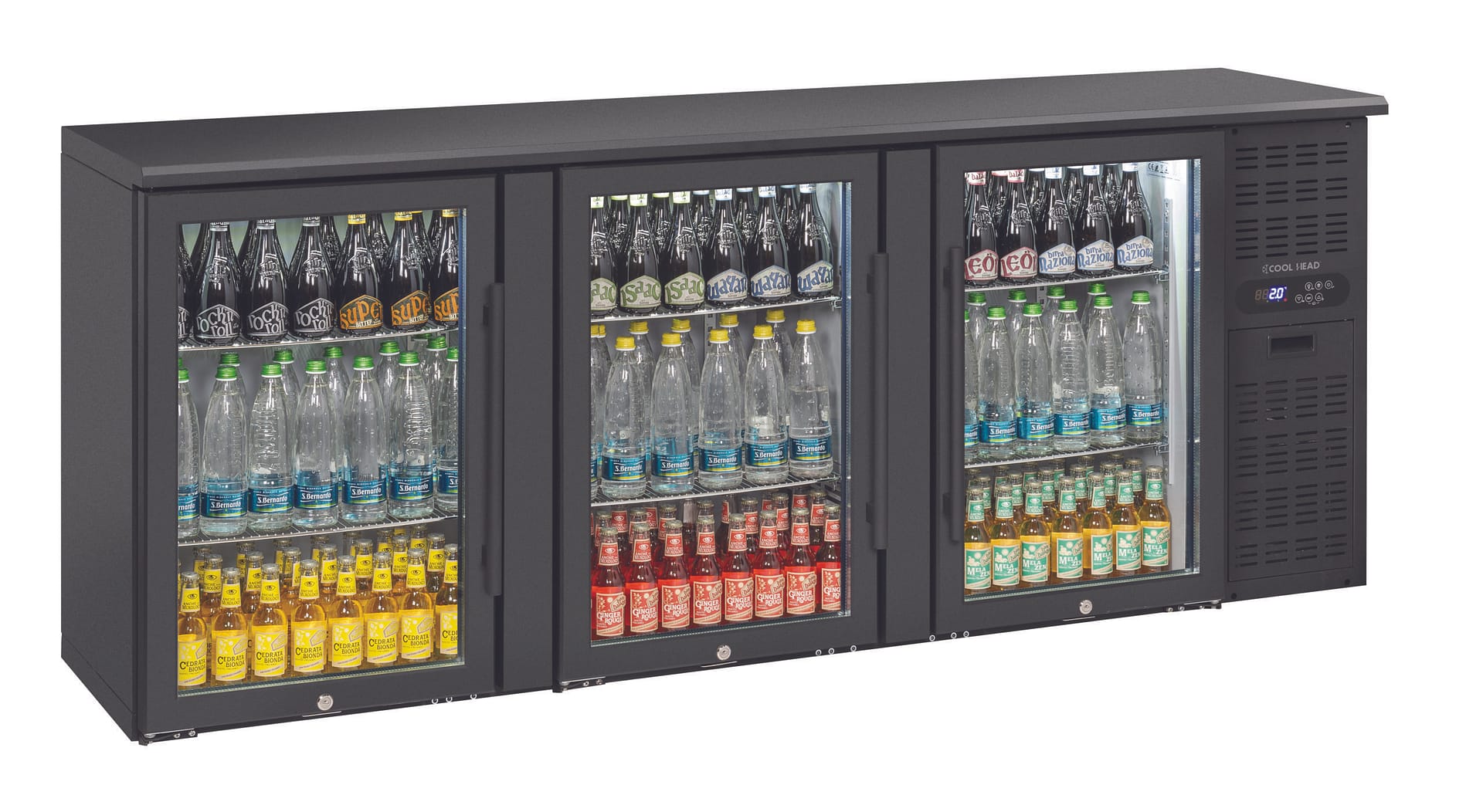 Anvil BBZ0300 Three Door Glass Backbar Fridge – 500L Black | Commercial - Image 3