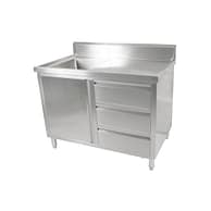 FED SC-6-1200L-H Modular Stainless Steel Left Sink Cabinet