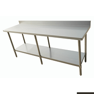 FED 2100-6-WBB Stainless Steel Table with 2100x600mm Top, 100mm Splashback, and 6-Leg Support – Ideal for Commercial Prep Areas