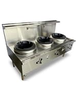 alt="JASPER JA-3CB-N Triple Wok Range - Chimney Burner Cooktop"