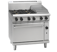 Waldorf RN8613G gas range with 4 burners, 300mm griddle, and GN2/1 static oven, ideal for restaurant kitchens
