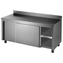 FED stainless workbench cabinet with 150 mm splashback, 700 mm deep, 1200–1800 mm widths