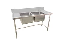 Kitchen Knock Full Stainless Steel Double Sink Bench – 1500x700mm