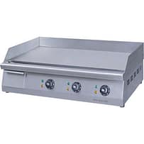 Benchstar GH-760E electric griddle, 760mm wide, 9kW, stainless steel with 12mm plate – front view, Australia