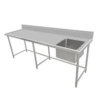 Kitchen Knock 631574 single sink right hand bench 2100×700×900 mm with 150 mm splashback and leg brace – stainless steel front view, Australia