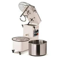 Mecnosud SMM0044 spiral mixer with tilting head and removable 50L bowl, 38kg dough capacity, stainless steel – front view, Italy, Australia