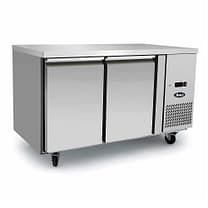 Atosa EPF3422 two-door undercounter fridge, 280 L, 1360 mm width, fan-forced cooling, stainless steel – front view, Australia