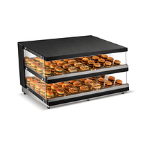 Bonvue HWB2-152 backfill heated display cabinet with dual-tier stainless shelves and black body