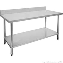 FED 1500-7-WBB stainless steel work table showing 304 grade construction and rear splashback