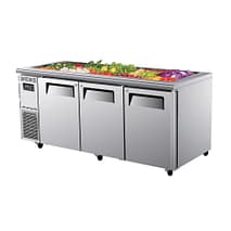 Turbo Air KSR18-3(HC) salad buffet table fridge 516L, 3 solid doors, 1800mm wide, stainless steel – Australia