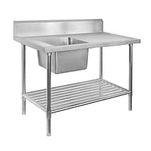 FED SSB6-1500L/A stainless steel single left sink bench with pot undershelf, 1500mm wide – Australia