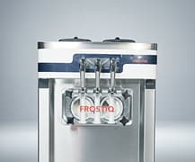 Frostiq FIQ238 countertop dual flavour plus twist soft serve ice cream machine, 2×6 L hoppers, 2.2 kW – front view, Australia