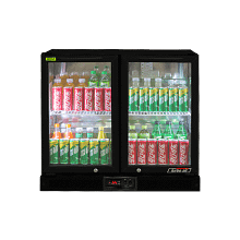 Turbo Air TB9-8H-SWB back bar cooler, 165L capacity, 2 swing glass doors, black finish, R290 refrigerant – front view, Australia