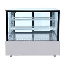 Bonvue SSU120-2XB square glass cake display fridge, 1200mm, black trim, 2 shelves, stainless steel – Australia