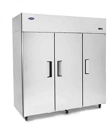 Atosa MBF8003 upright freezer 1968L stainless steel, 3 solid doors, Embraco compressor, GN compatible – front view, Australia