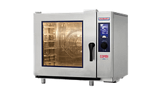 Hobart Combi-Plus HPJ061E electric convection steamer 6×1/1 GN trays, 9.3 kW, stainless steel oven with LED door lighting – front view, Australia