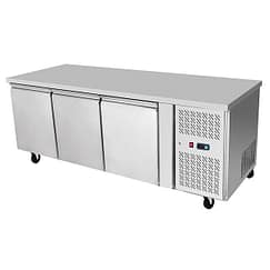 Atosa EPF3472 Three-Door Underbench Freezer Table showcasing stainless steel build, ideal for commercial kitchens