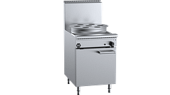 B+S Black YCJSF-1HE single-hole waterless heat-exchange steamer with 18-jet duckbill burner, 600 mm wide, NG/LPG gas, stainless steel – front view, Australia