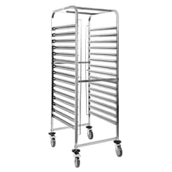 Vogue GG499 stainless steel gastronorm racking trolley 15 level, 2/1 GN pan compatible – Australia