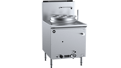 B+S Black YCJSF-1 single-hole waterless pot steamer with 32-jet Mongolian burner, 750 mm wide, NG/LPG gas, stainless steel – front view, Australia