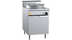 B+S K+ KYCJSF-1HE single-hole waterless heat exchange steamer with 18-jet duckbill burner, 600 mm wide, natural or LPG gas, stainless steel – front view, Australia