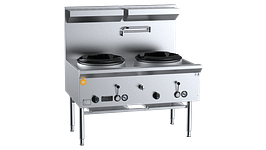 B+S K+ Series UFWWK-2 two hole deluxe waterless wok table 1200×840×1300 mm, 210 MJ/h NG, stainless steel – Australia