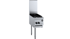 B+S Black two burner boiling top with wok attachment, 300×840×1300 mm, NG/LPG, stainless steel – front view, Australia