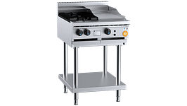 B+S K+ Series KBT-SB2-GRP3 combination two open burners and 300 mm grill plate on stand, 600×840×1030 mm, 82 MJ/h NG, stainless steel – Australia