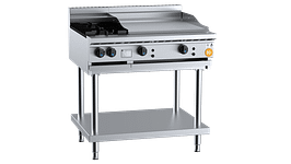 B+S K+ Series KBT-SB2-GRP6 two open burners with 600 mm grill plate on stand, 900×840×1030 mm, 104 MJ/h NG, stainless steel – Australia