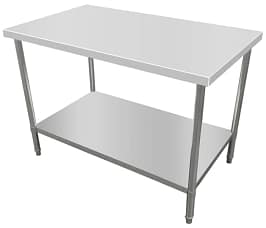 Kitchen Knock 631190 stainless steel flat workbench 600x600mm with timber layer, solid undershelf – Australia