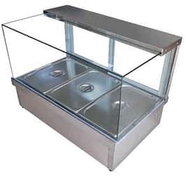 CookRite CRB-6 wet hot food display 1055 mm 6 pan square glass showcase, stainless steel – front view, Australia