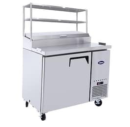 Atosa MPF8201OS 1-Door Pizza Prep Fridge featuring overshelf & stainless steel build, ideal for compact pizza preparation.