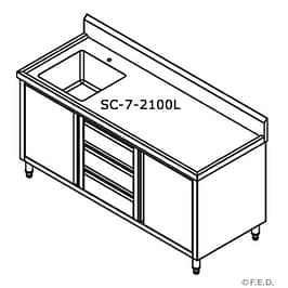 FED SC-7-2100L-H stainless steel cabinet with left sink, 2100x700mm kitchen tidy cabinet, modular systems, Australia