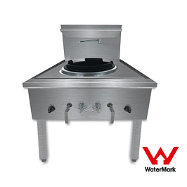 Gasmax WW-1LC waterless LPG single wok chimney burner, 600mm, 115MJ/h, stainless steel – front view, Australia
