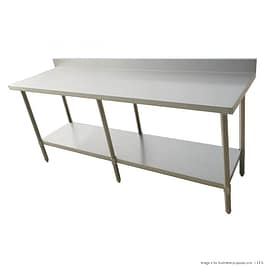 FED WBB7-2100/A stainless steel workbench with splashback and undershelf, 2100mm – front view, Australia