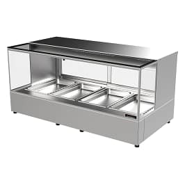 Woodson W.HFHSQ24 4 Module Heated Chicken Display – Square Glass Profile