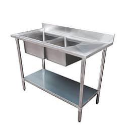 FED 1500-7-DSBL double sink bench left handed, 1500x700x900mm, stainless steel modular system, Australia