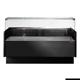 Tecnodom TDMR-0815B MR80 black deli display fridge with storage and castors, 1520mm wide, 0–4°C – front view, Australia