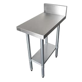 FED WBB7-0300/A stainless steel modular workbench infill with splashback and undershelf, 300mm – front view, Australia