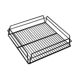 KH GH687 glass storage basket, 425 × 350mm, PVC coated black – front view, Australia