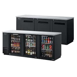 Turbo Air TBB-4SGD 3-door back bar cooler with 849L storage, 2294mm, stainless steel, Australia – front view